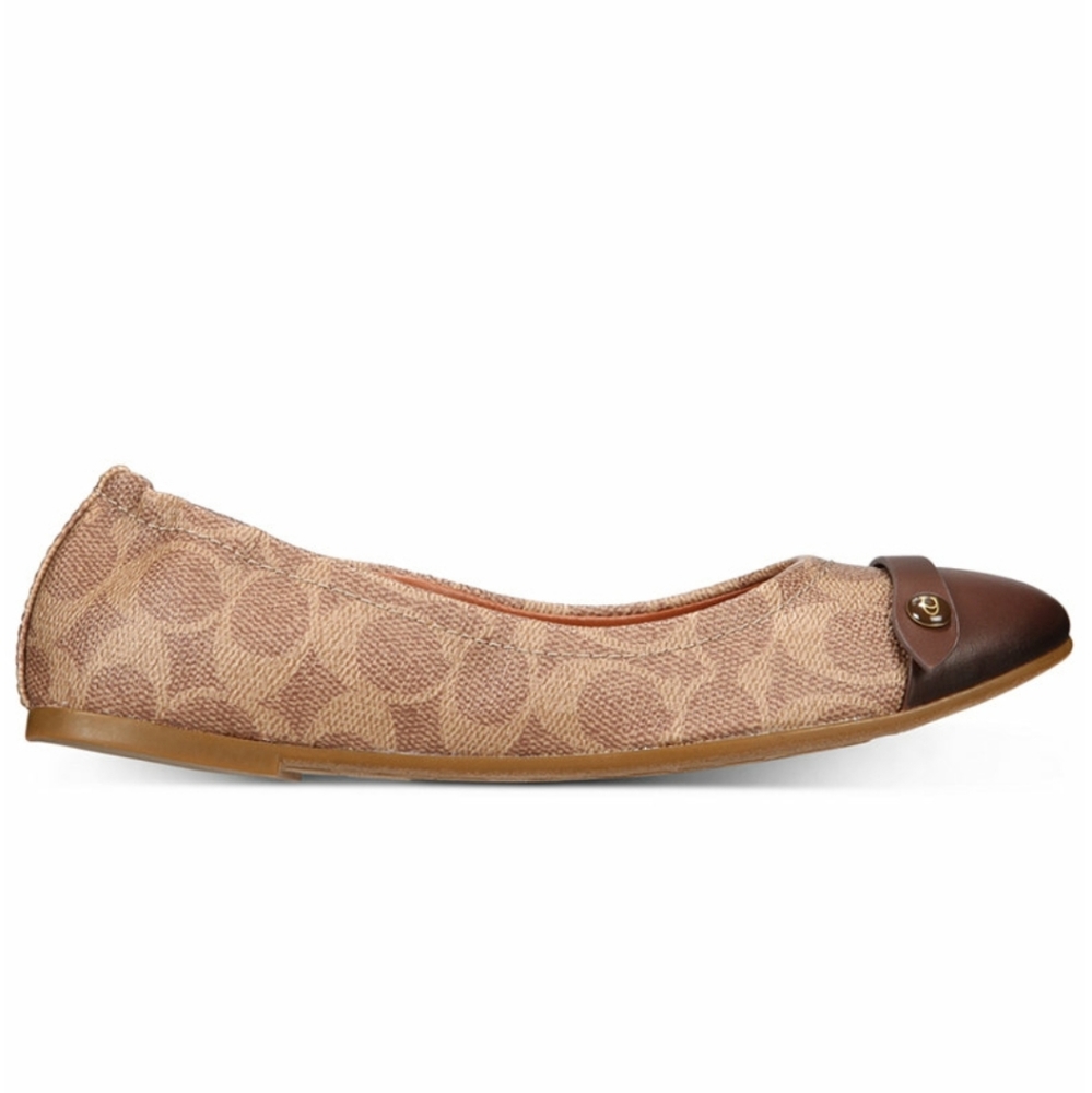 Coach Brandi Ballet Flats - Saddle/Tan Logo - Picture 2 of 5